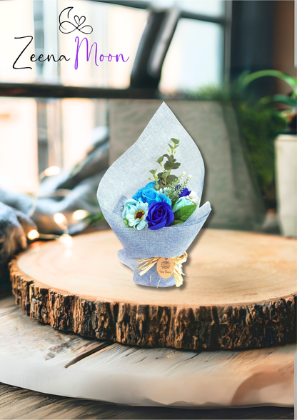 Standing Soap Flower Bouquet - Blue