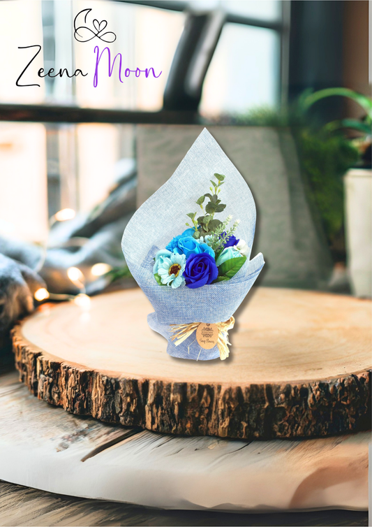 Standing Soap Flower Bouquet - Blue