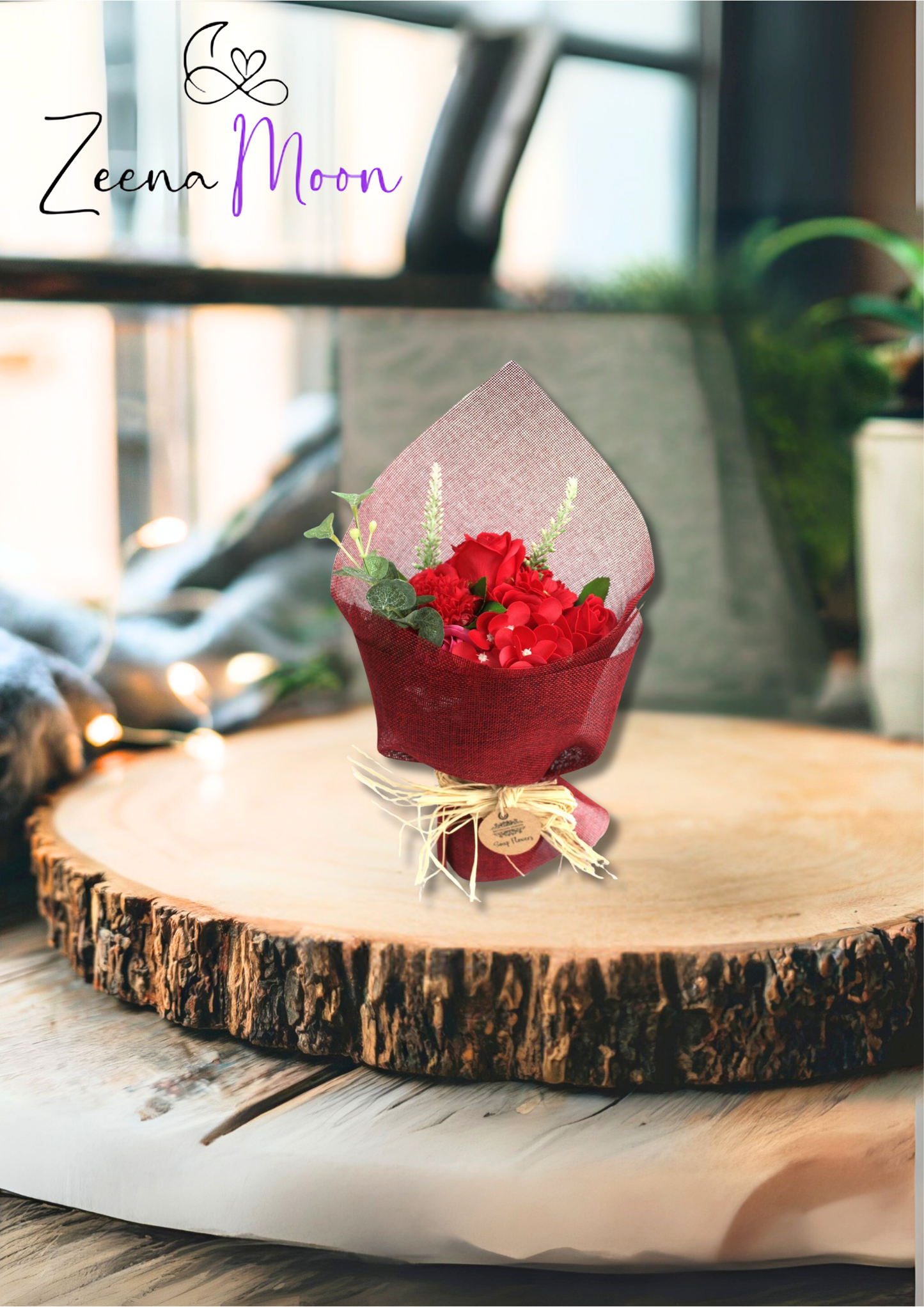 Standing Soap Flower Bouquet - Red