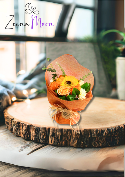 Standing Soap Flower Bouquet - Orange