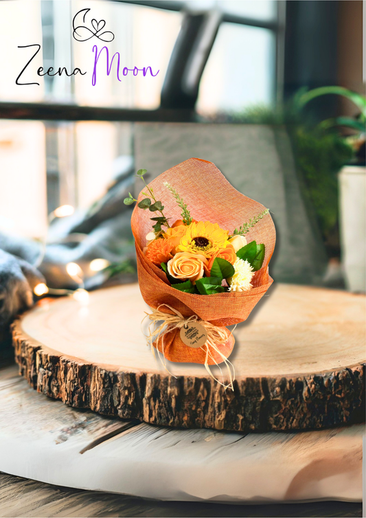 Standing Soap Flower Bouquet - Orange
