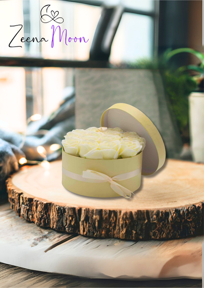 Soap Flower Gift Bouquet - 14 Cream Roses - Round