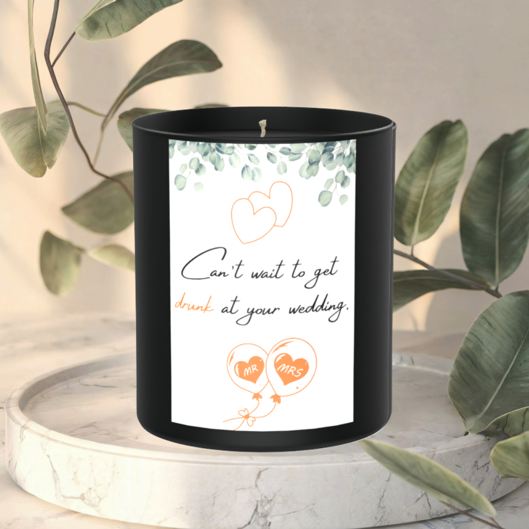 Drunk Wedding Humour 200g Black Candle ‘Dark Noir’