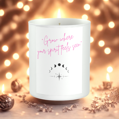 Growth Spirituality Positivity 200g White candle ‘Sandy Bay'