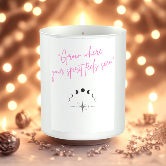 Growth Spirituality Positivity 200g White candle ‘Sandy Bay'