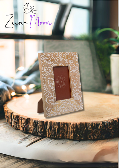Med Mango Wood Picture Framel (for 10x15cm) 26x20x2cm - Buddha - White
