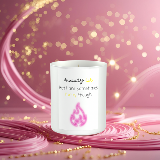 Anxiety Lit Funny 200g White candle ‘Sandy Bay'