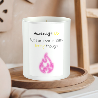 Anxiety Lit Funny 200g White candle ‘Sandy Bay'