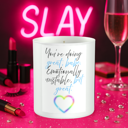 Emotionally Unstable Funny 200g White candle ‘Sandy Bay'