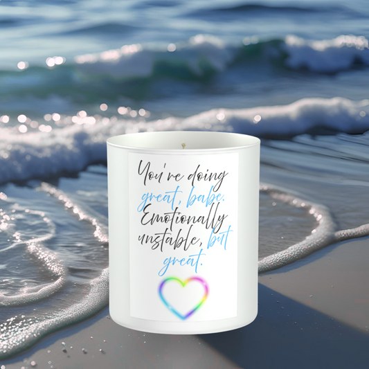 Emotionally Unstable Funny 200g White candle ‘Sandy Bay'