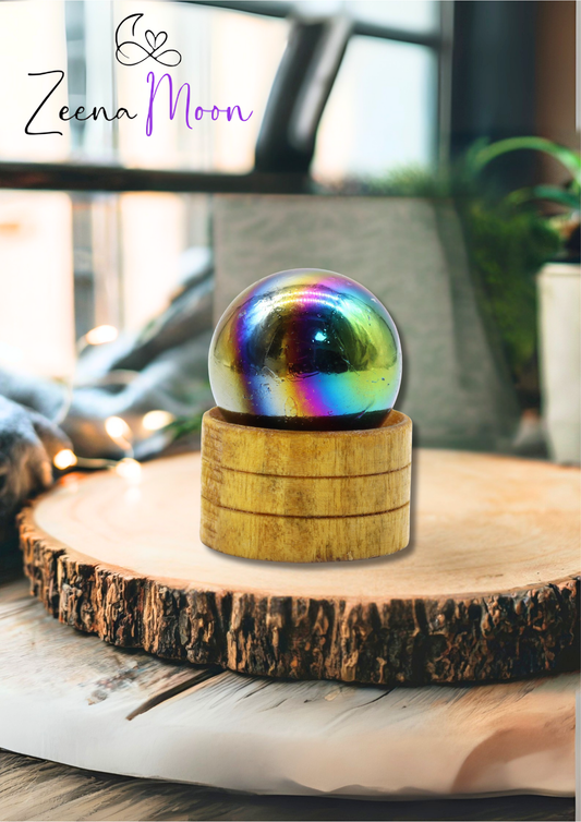 Gemstone Sphere 40mm - Amethyst Aura with Stand