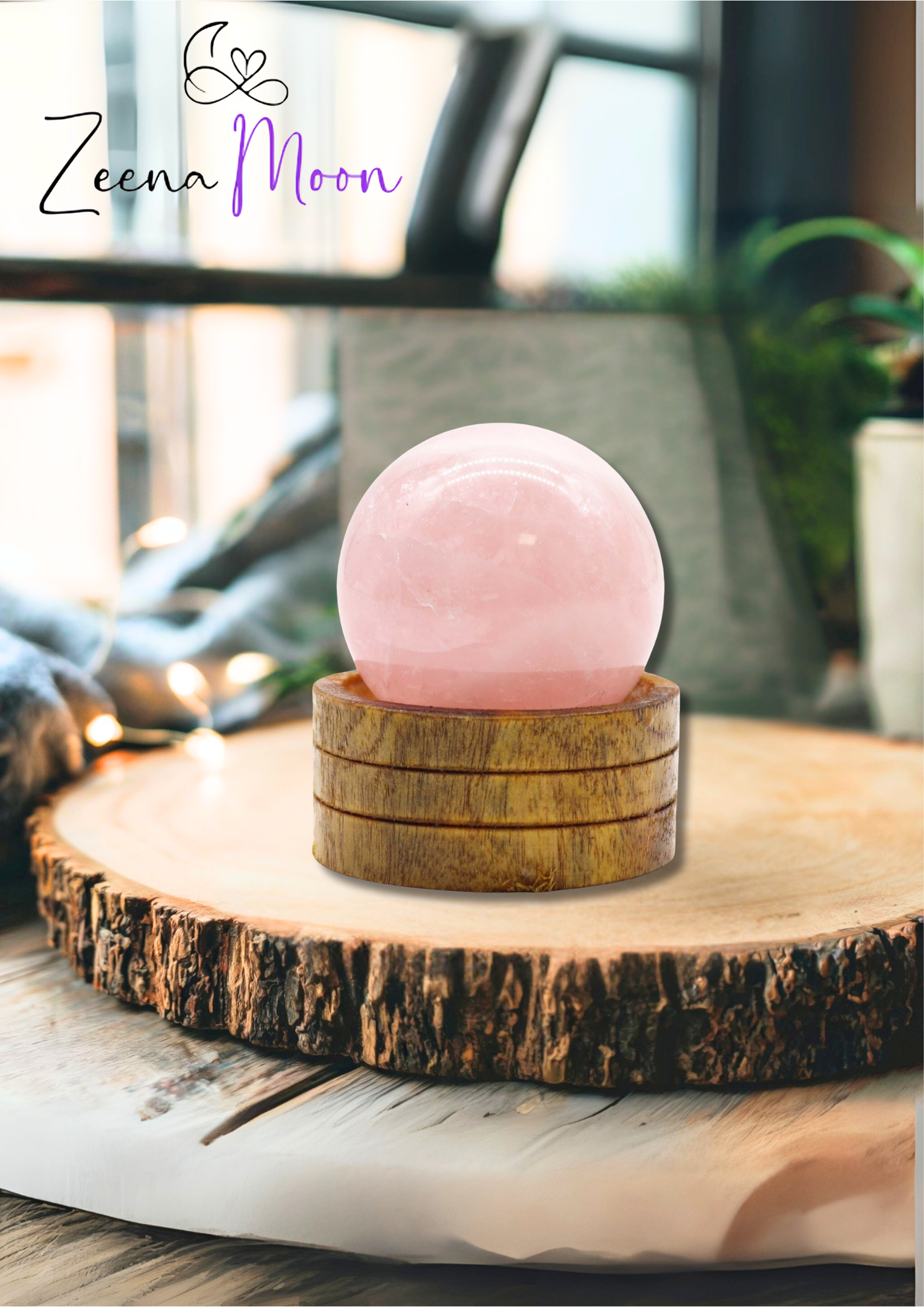Gemstone Sphere 50mm - Rose Quartz with Stand