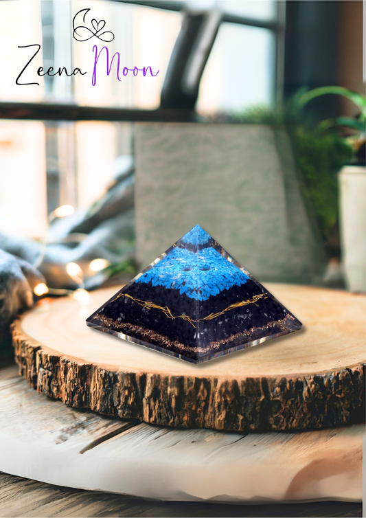 Orgonite Pyramid - Turqoise and Black Tourmaline - 70 mm