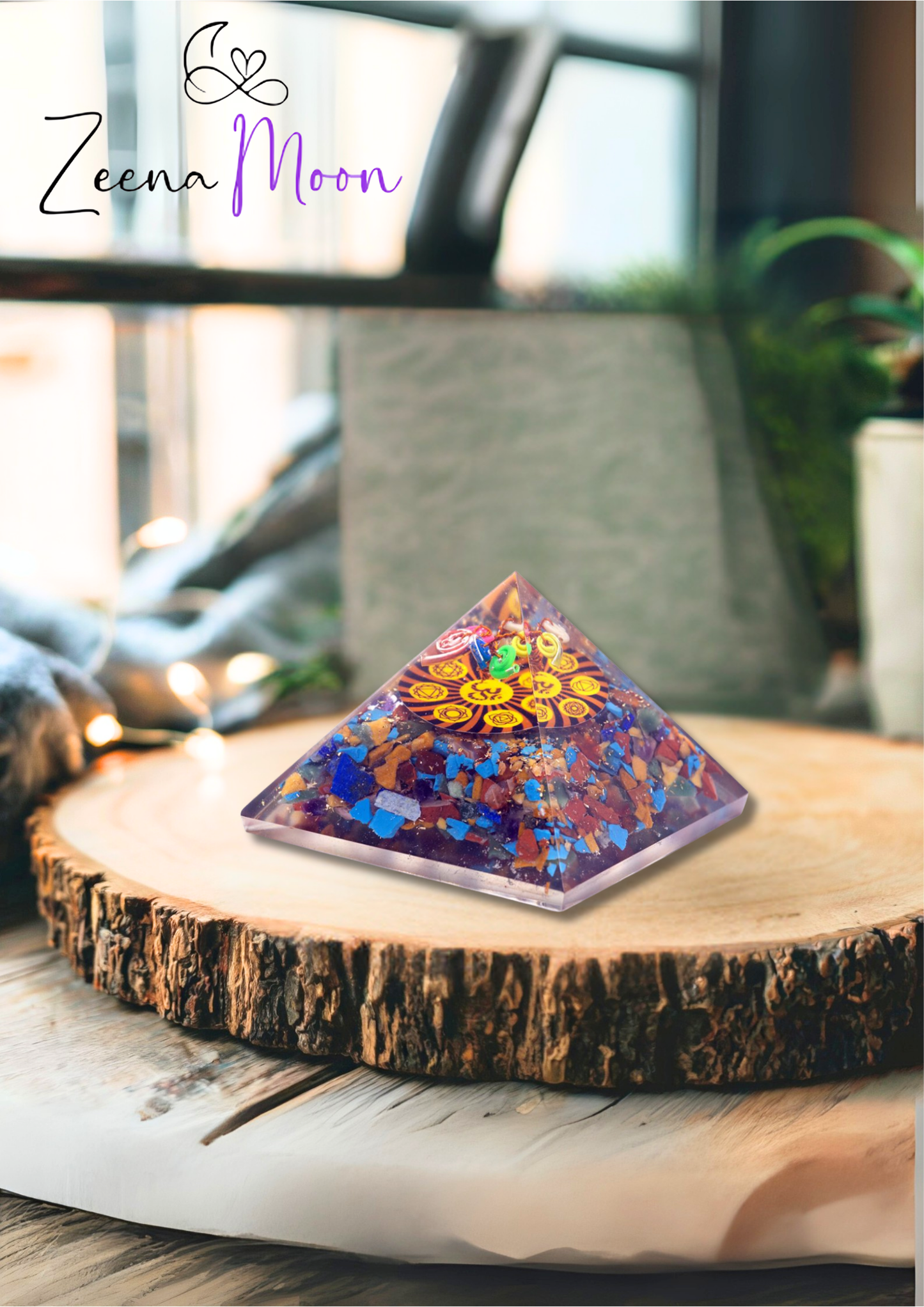 Orgonite Pyramid - Om Chakra - 70 mm