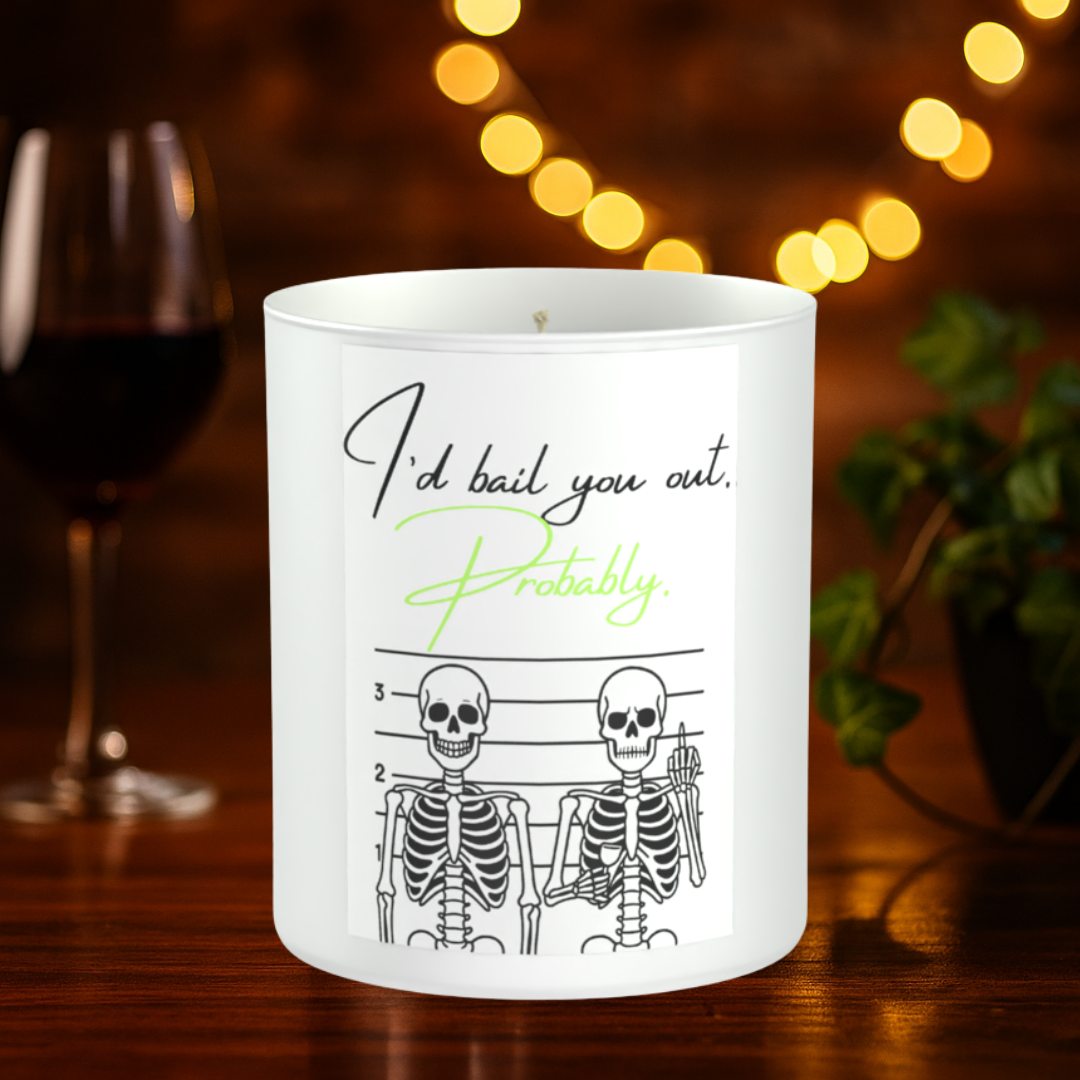 I'd Bail You Out Skeleton 200g White candle ‘Sandy Bay'