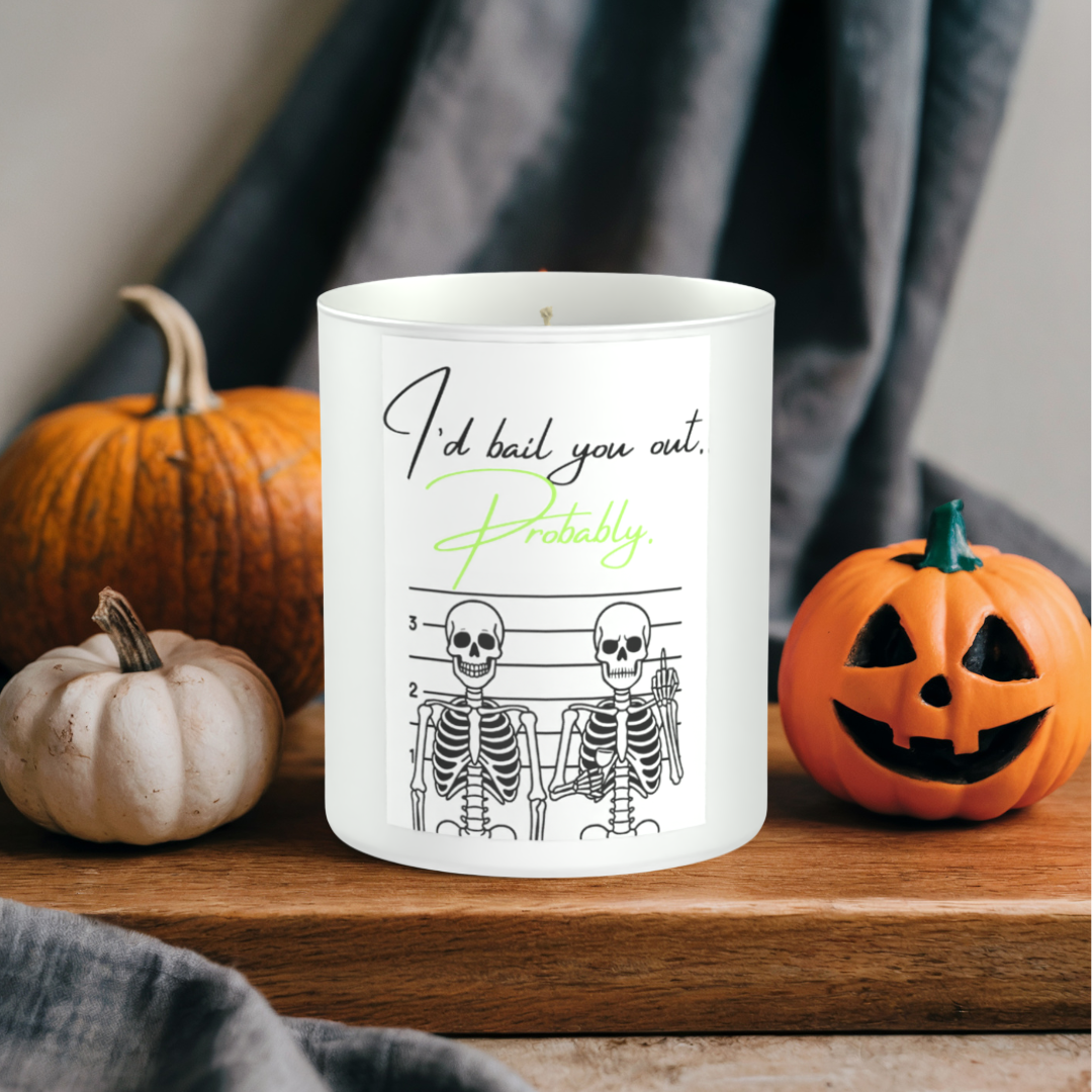 I'd Bail You Out Skeleton 200g White candle ‘Sandy Bay'