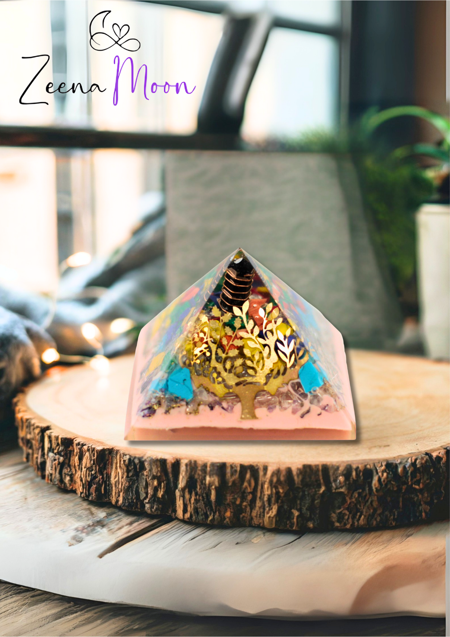 Lrg Organite Pyramid 70mm - Tree（earth base)