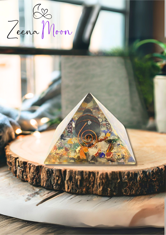 Med Orgonite Pyramid 60mm Gemchips, Copper, Turtle