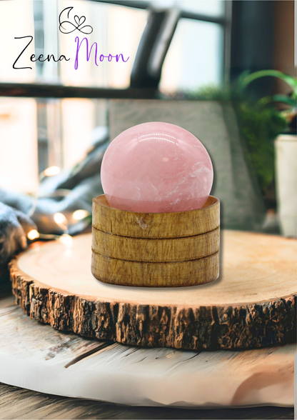 Gemstone Sphere 40mm - Rose Quartz with Stand