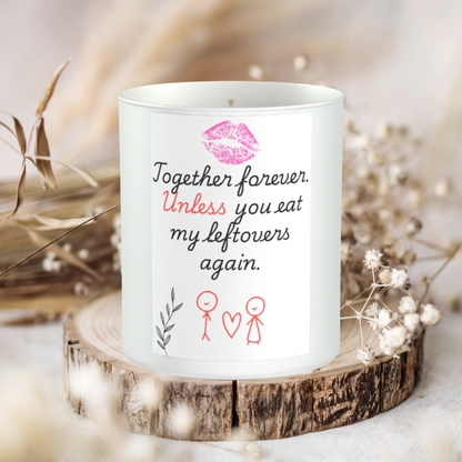 Leftovers Couple Humour 200g White candle ‘Sandy Bay'