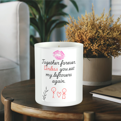 Leftovers Couple Humour 200g White candle ‘Sandy Bay'