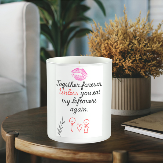 Leftovers Couple Humour 200g White candle ‘Sandy Bay'