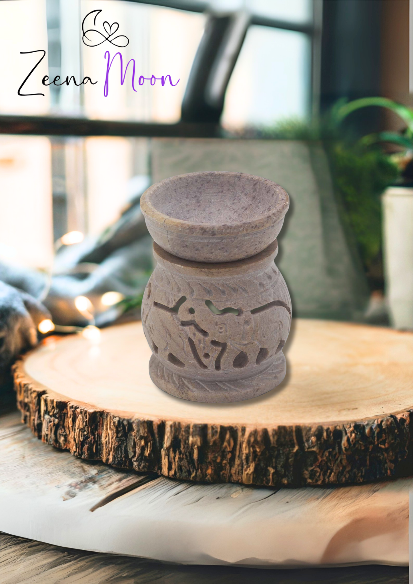 Small Soapstone Oil Burner 8cm - Elephant