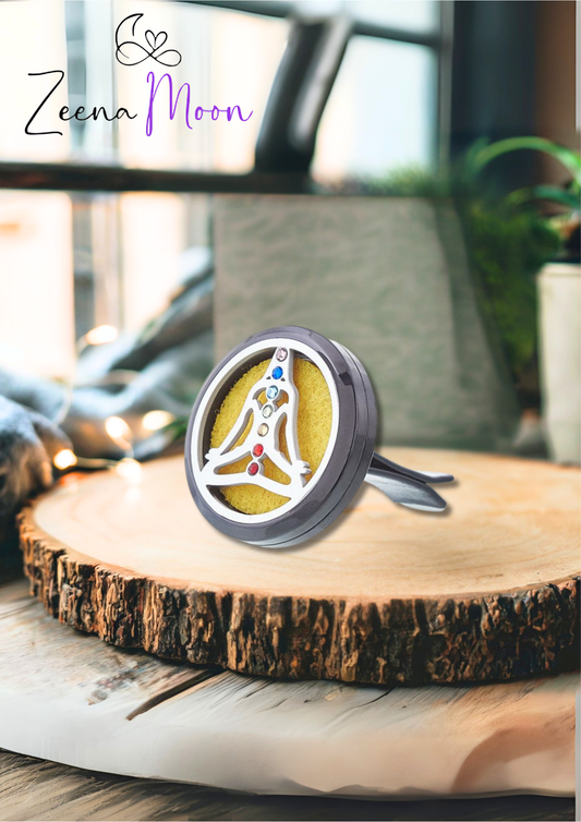 Car Diffuser Kit - Pewter Yoga Chakra - 30mm