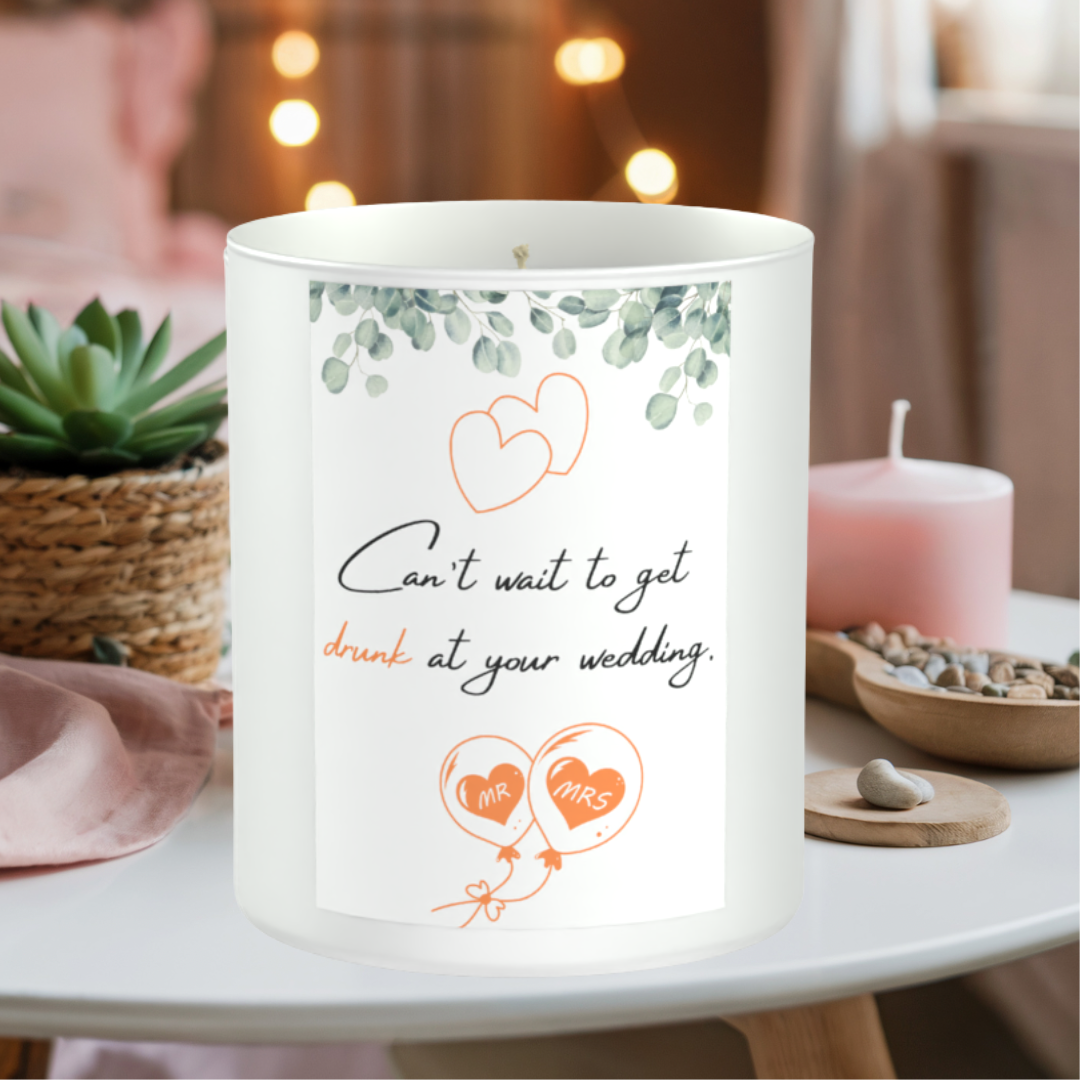 Drunk Wedding Humour 200g White candle ‘Sandy Bay'
