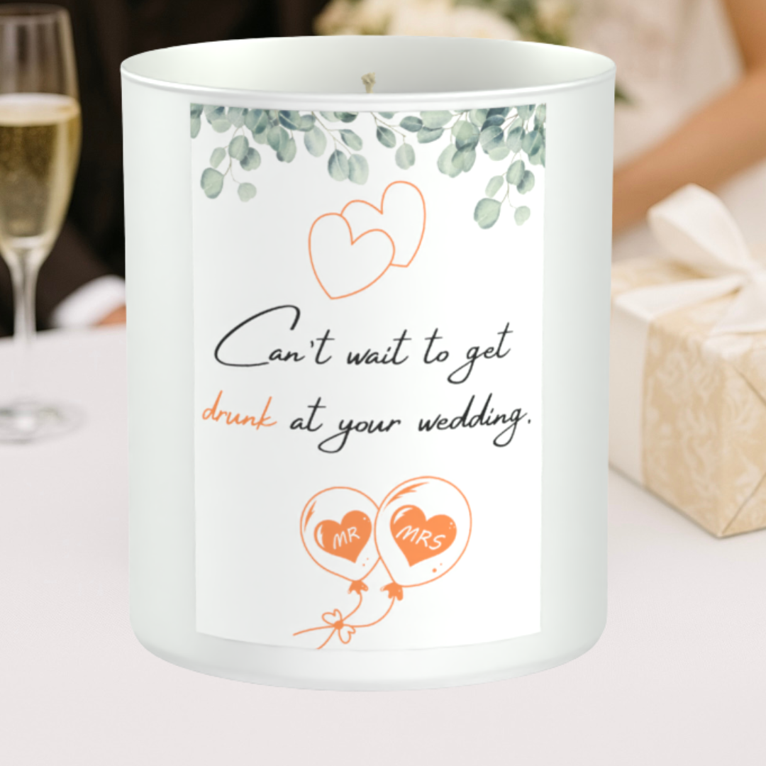 Drunk Wedding Humour 200g White candle ‘Sandy Bay'
