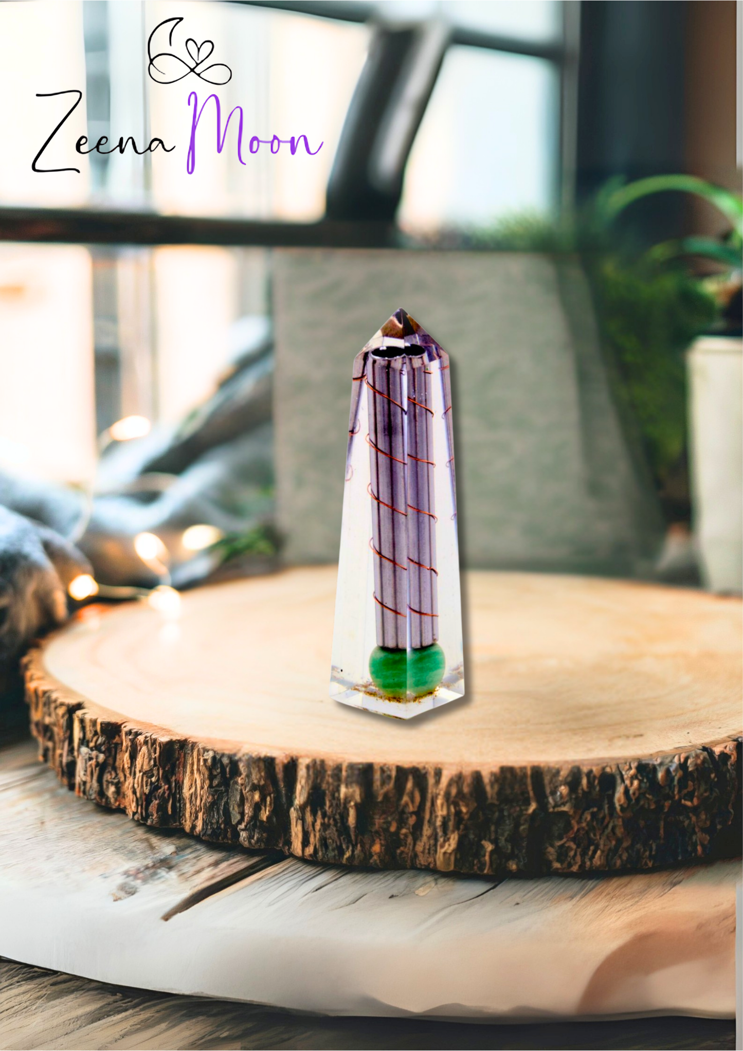 Orgonite Obelisk Power Point Green Aventurine - 110x30 mm