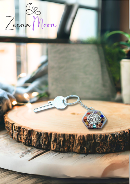 Orgonite Power Keyring - Octagon Flower of Life
