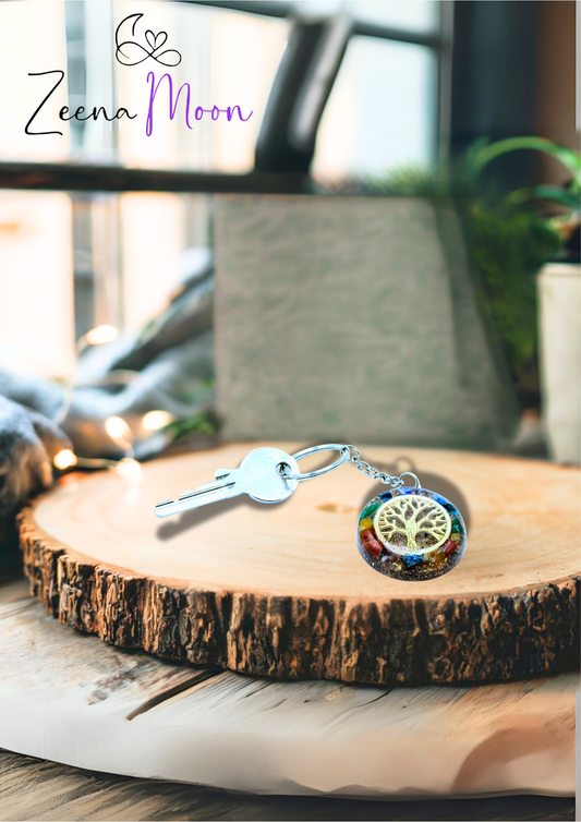 Orgonite Power Keyring - Gemstones Chakra Tree of Life