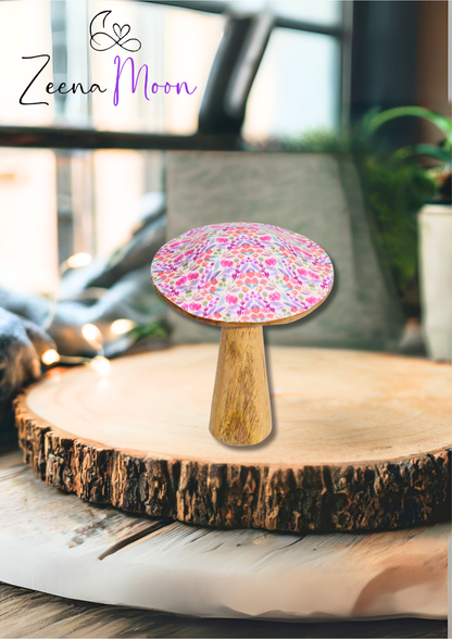 Med Wooden Mushroom - Pretty Floral