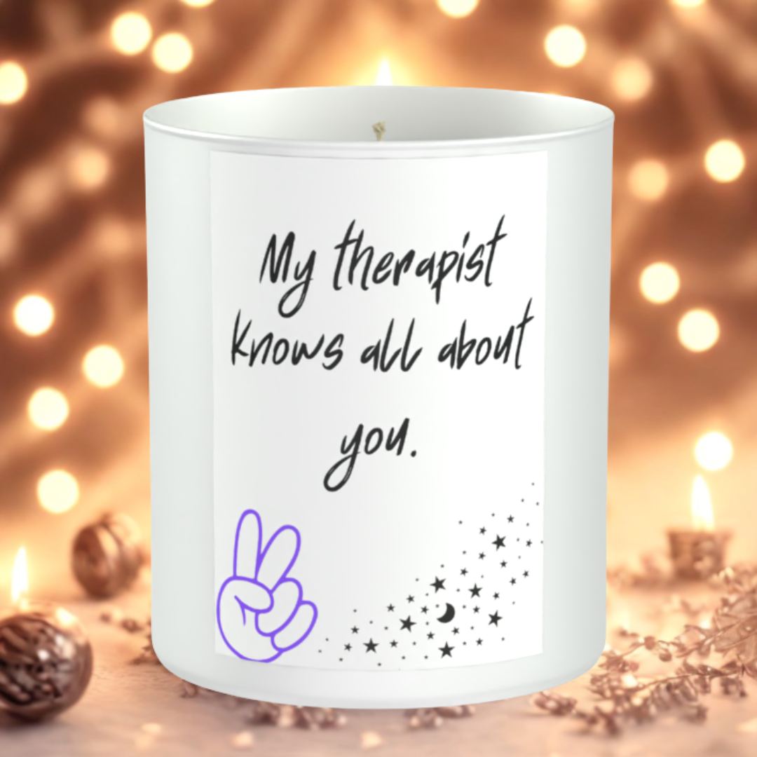 Therapist Funny Humour 200g White candle ‘Sandy Bay'