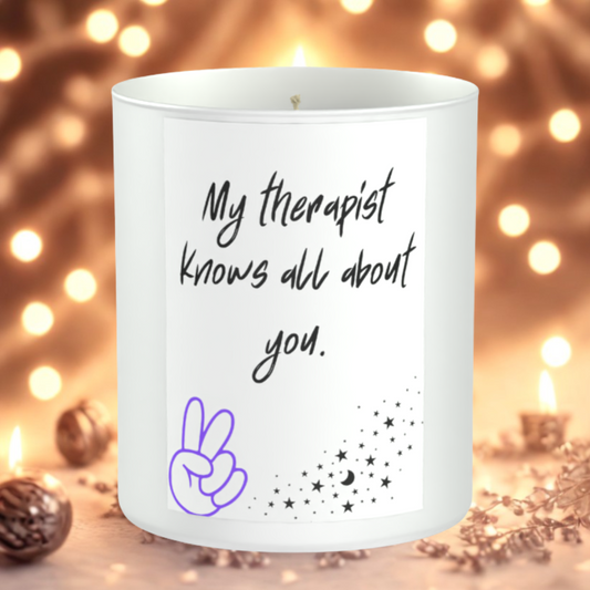Therapist Funny Humour 200g White candle ‘Sandy Bay'