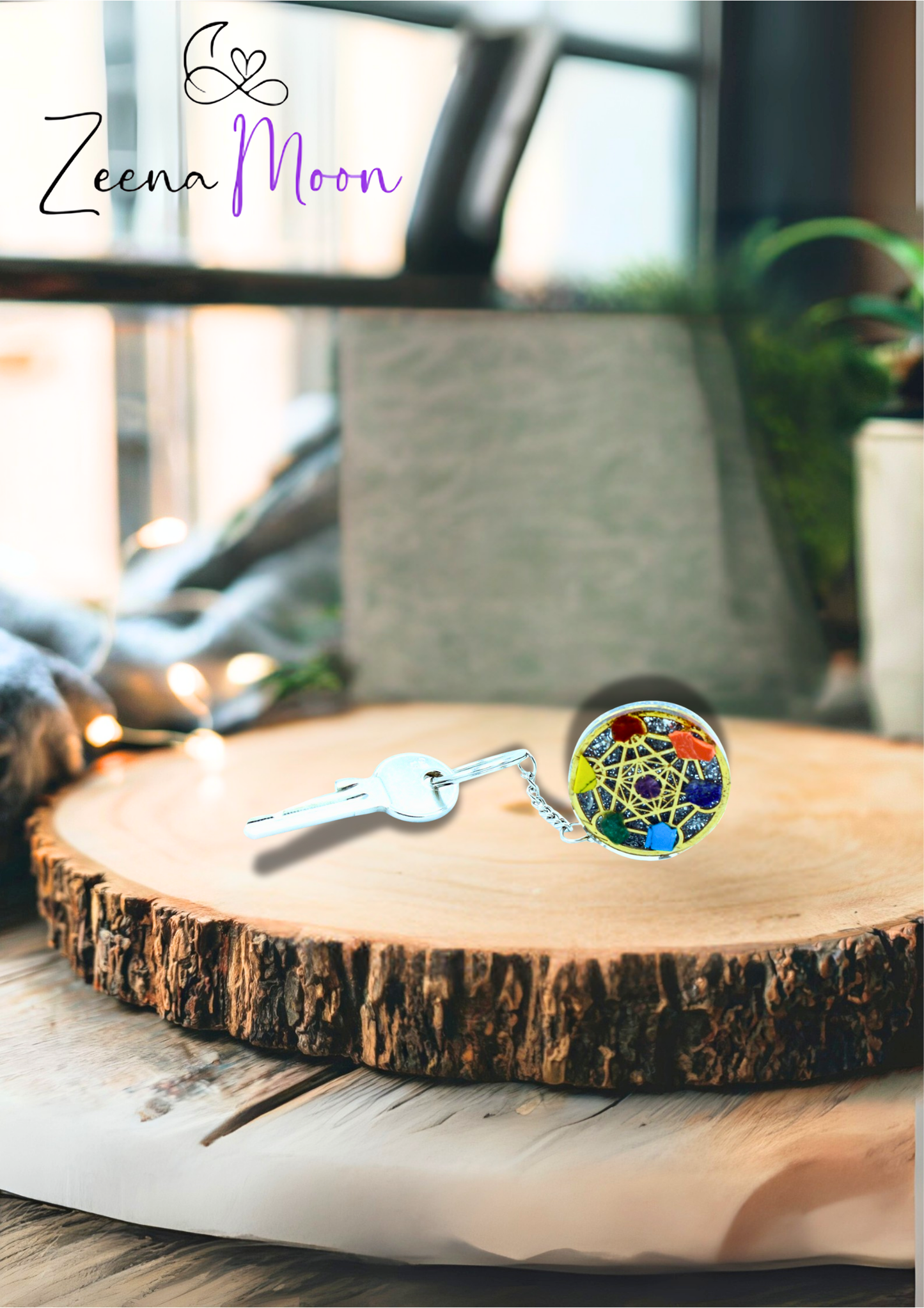Orgonite Power Keyring - Round Seven Chakra