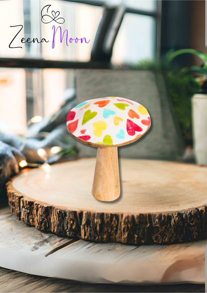 Med Wooden Mushroom - Pastel Hearts