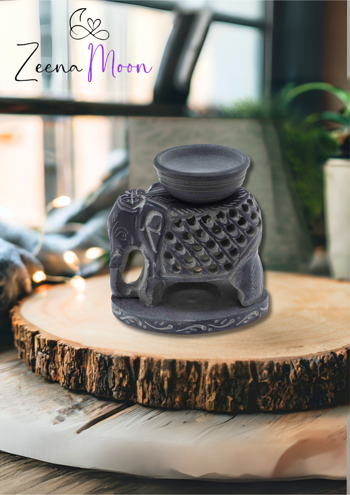 Soapstone Oil Burner 10.5cm - Standing Elephant