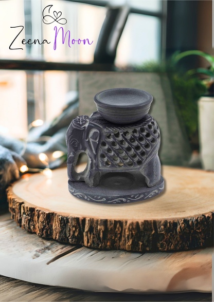 Soapstone Oil Burner 10.5cm - Standing Elephant