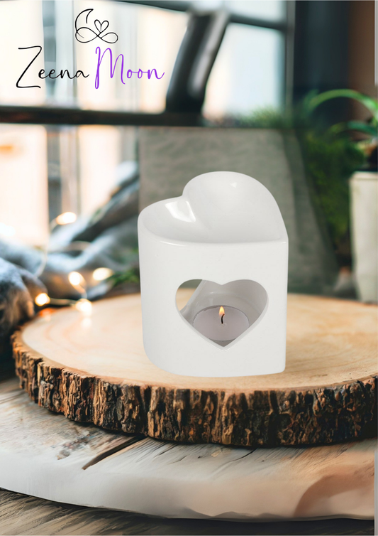 10cm White Heart Cutout Oil Burner
