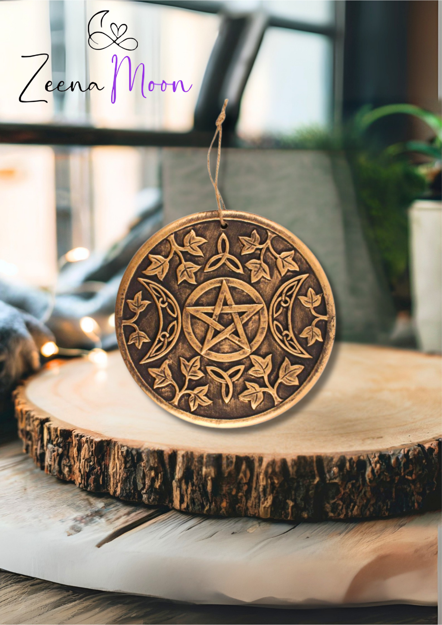 Bronze Terracotta Triple moon plaque
