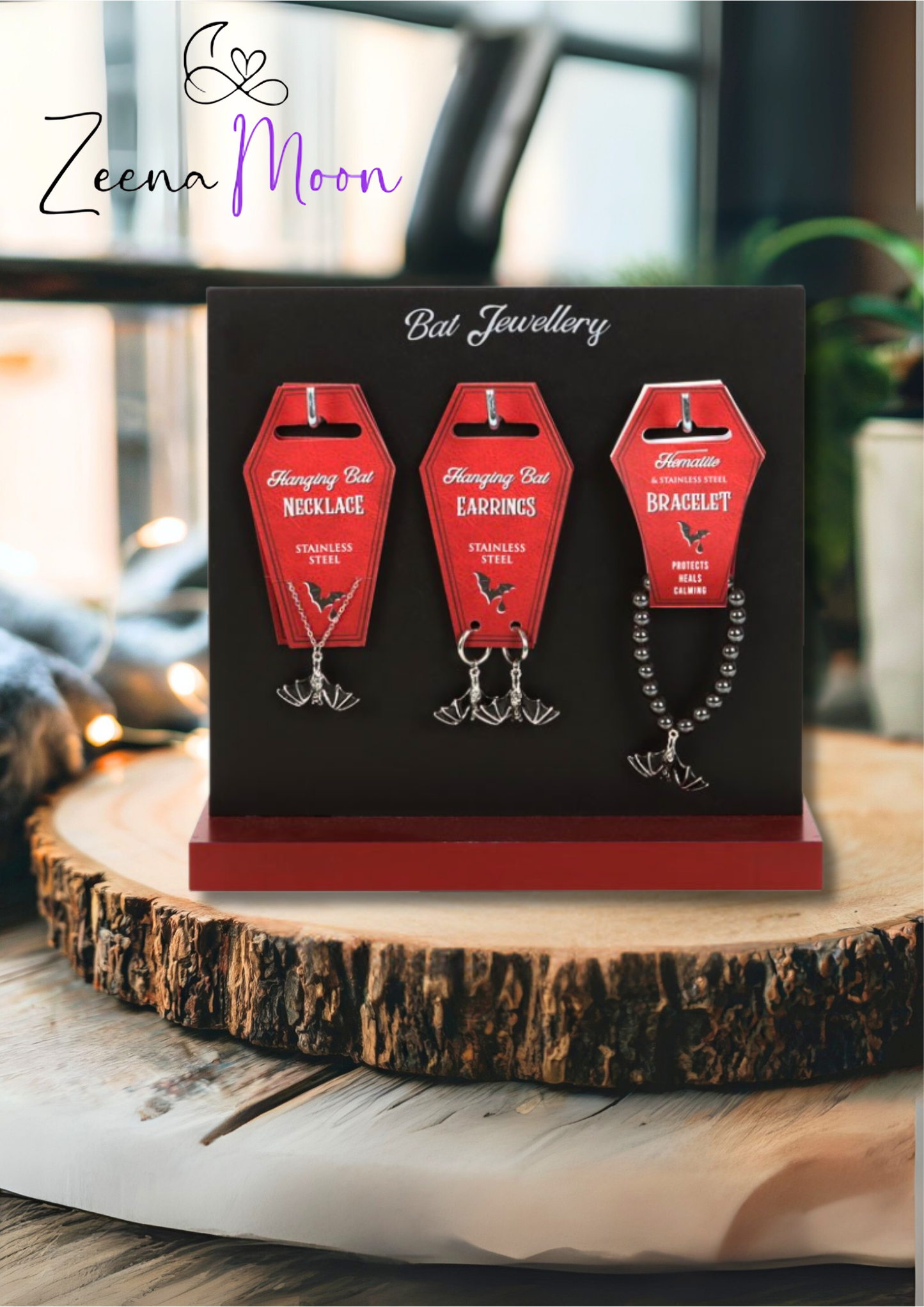 Set of 18 Bat Jewellery Pieces on Display