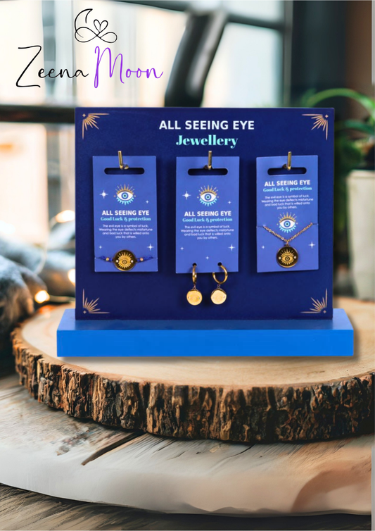 Set of 18 All Seeing Eye Jewellery Pieces on Display