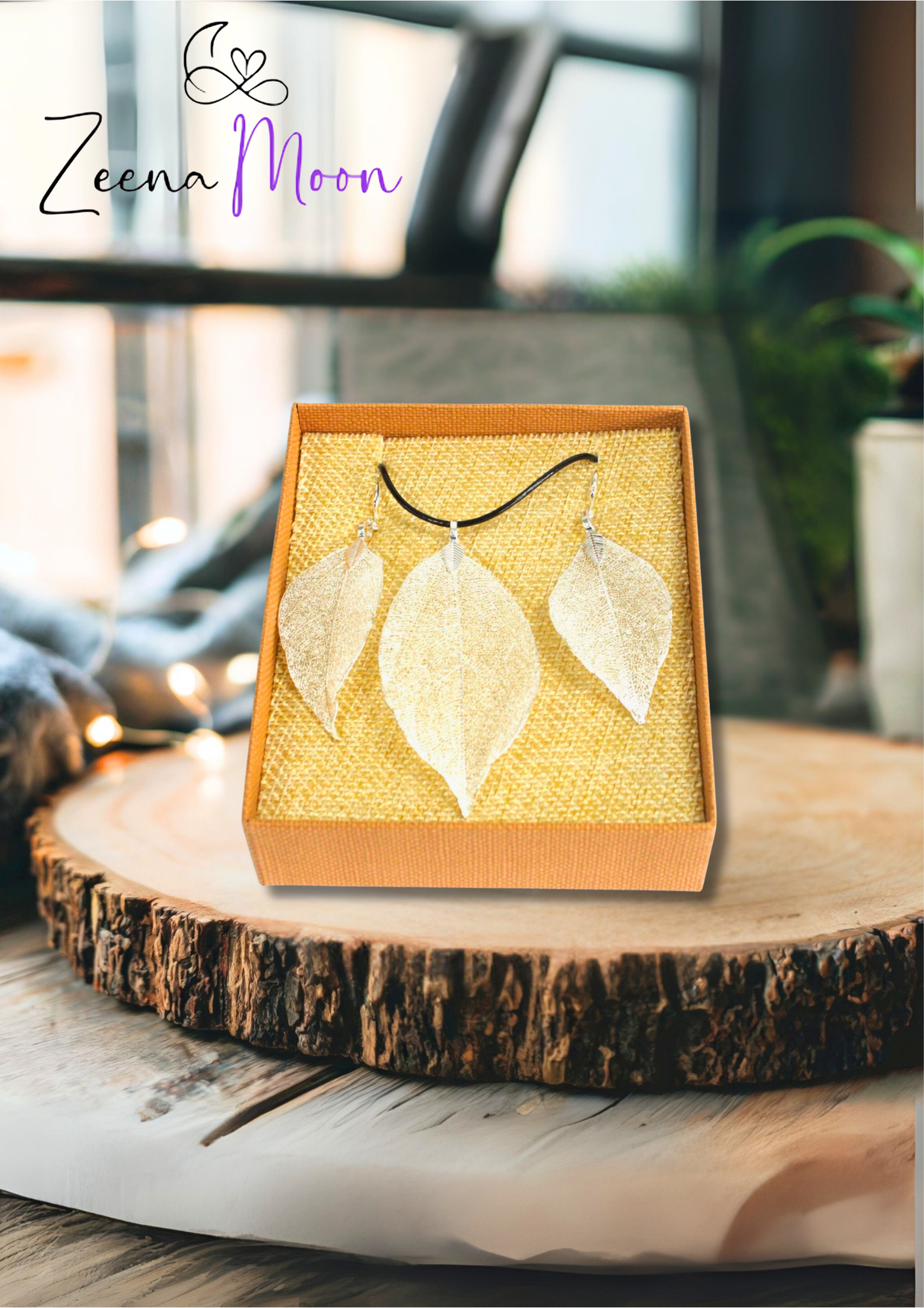 Necklace & Earring Set - Bravery Leaf - Silver