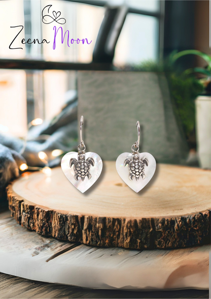 Shell & Silver Earrings - Sea Turtle - MOP