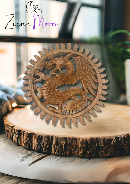 Winged Sun Dragon Plaque Carving - 30m