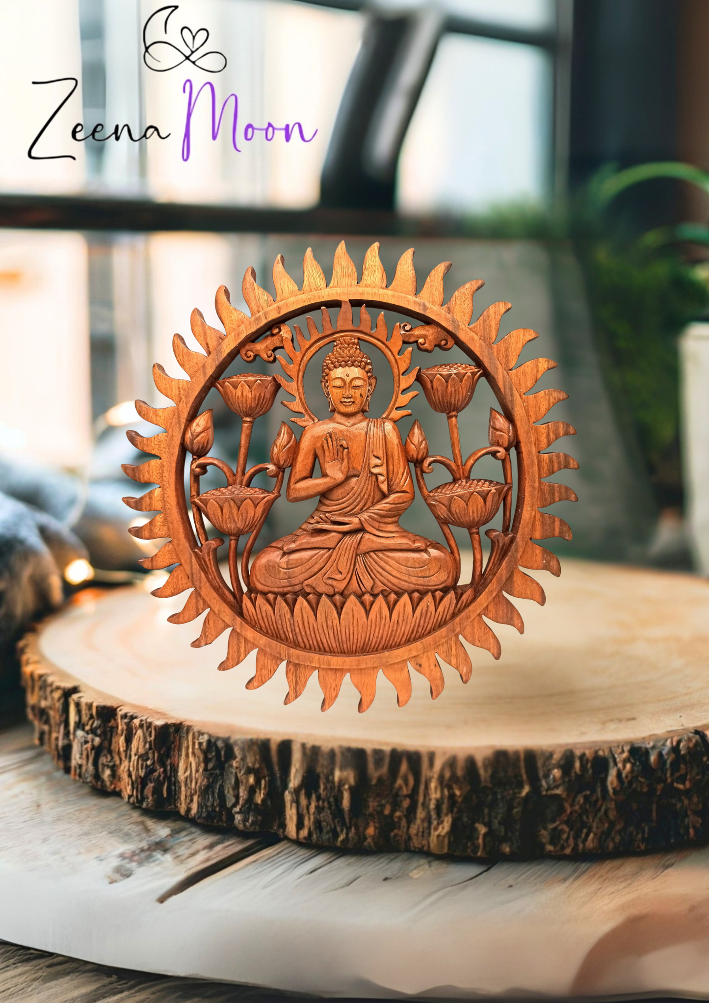Buddha & Lotus Panel - 40cm