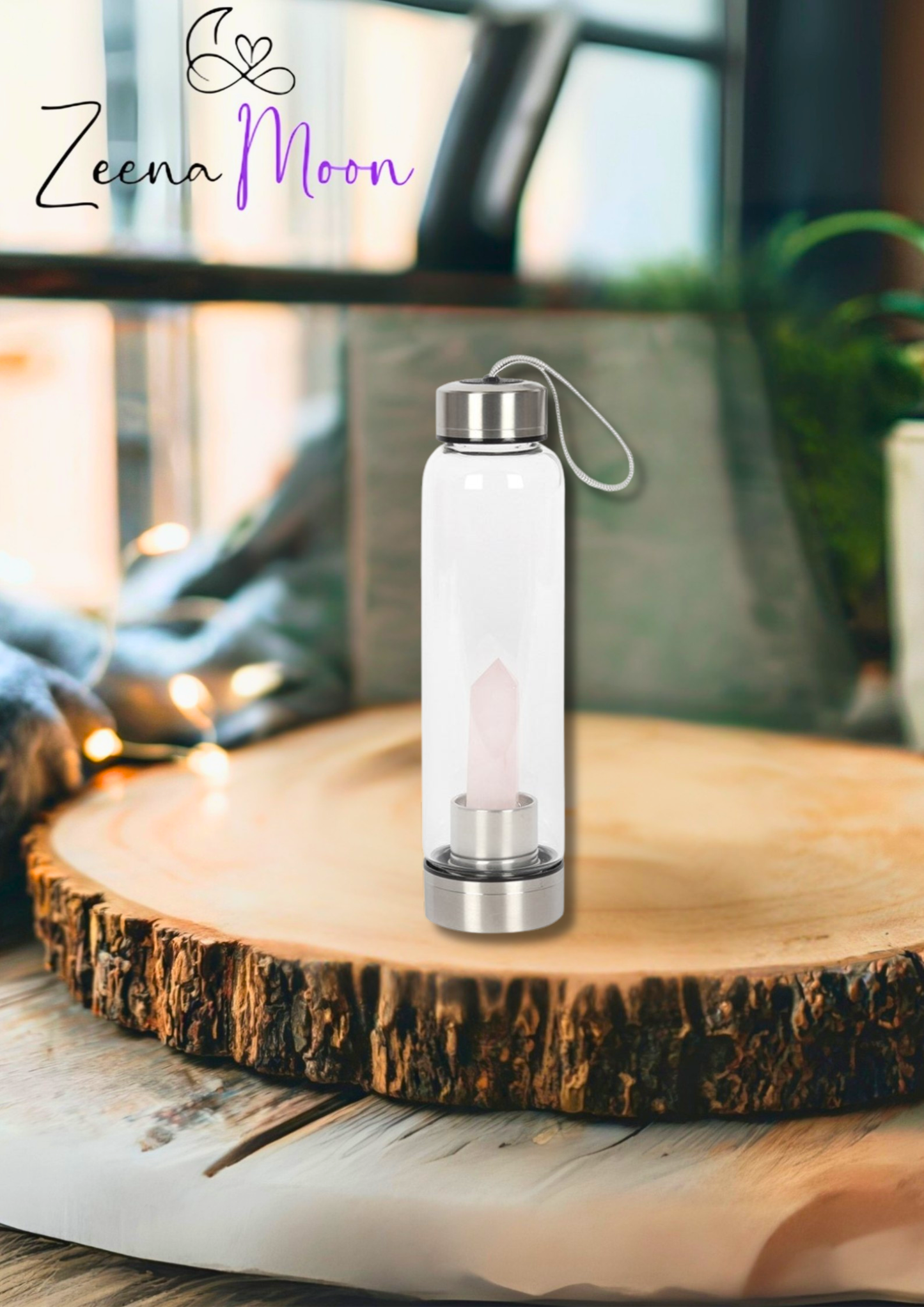 Rose Quartz Purifying Glass Water Bottle