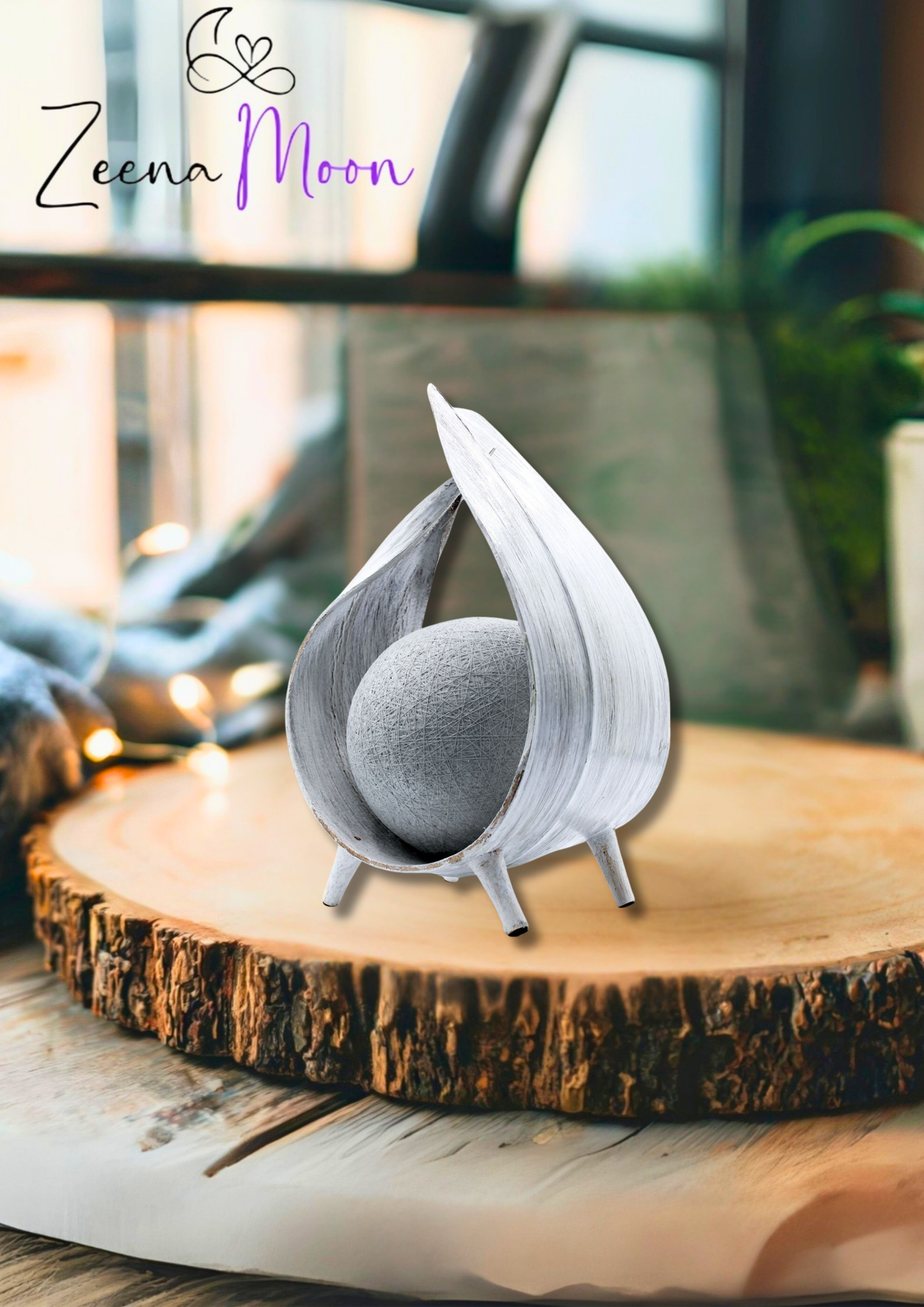 Natural Coconut Lamp - Whitewash Wrapover